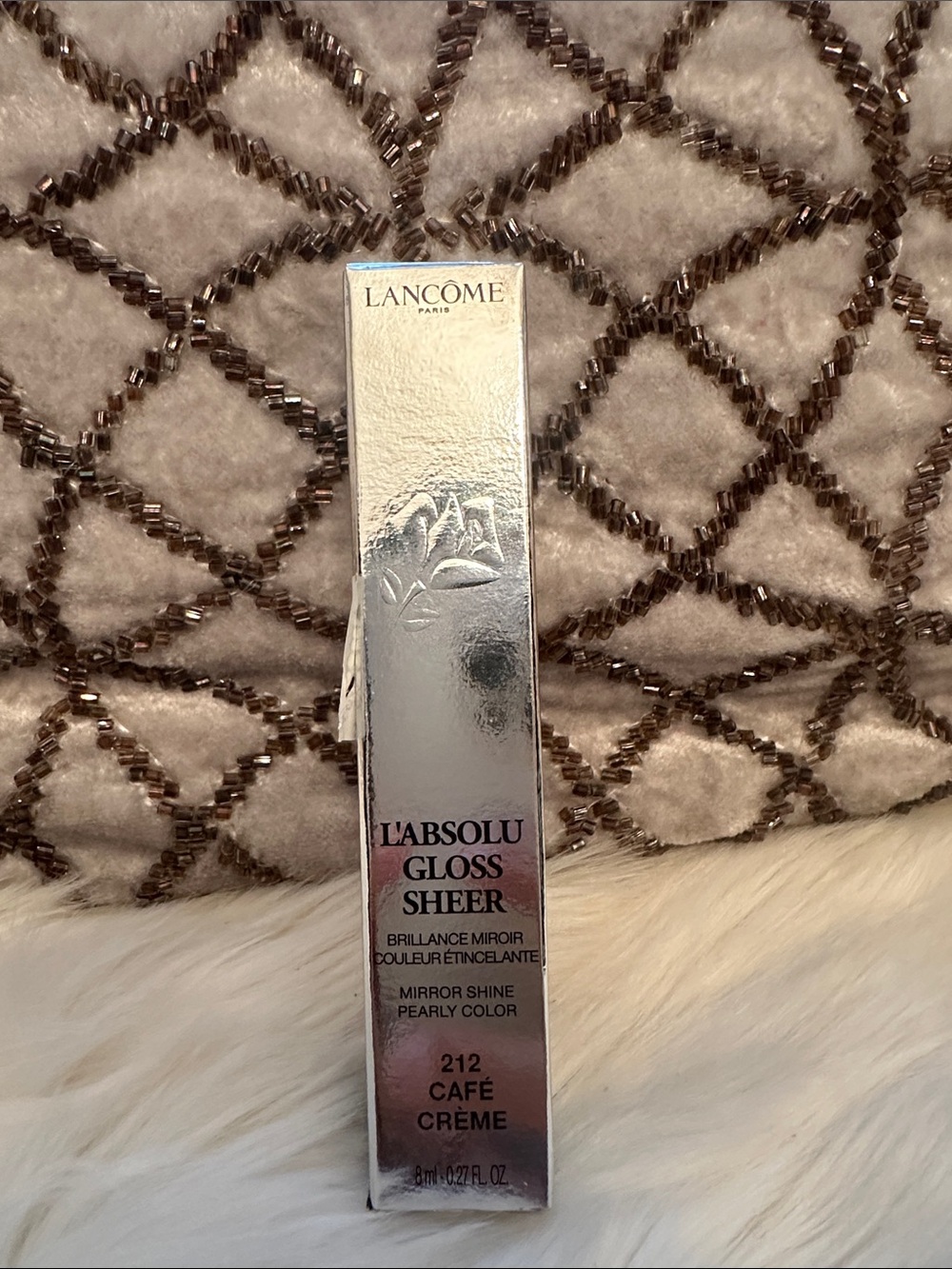 Lancôme L’absolu Gloss Sheer mirror shine pearly color lip gloss 212 cafe créme
